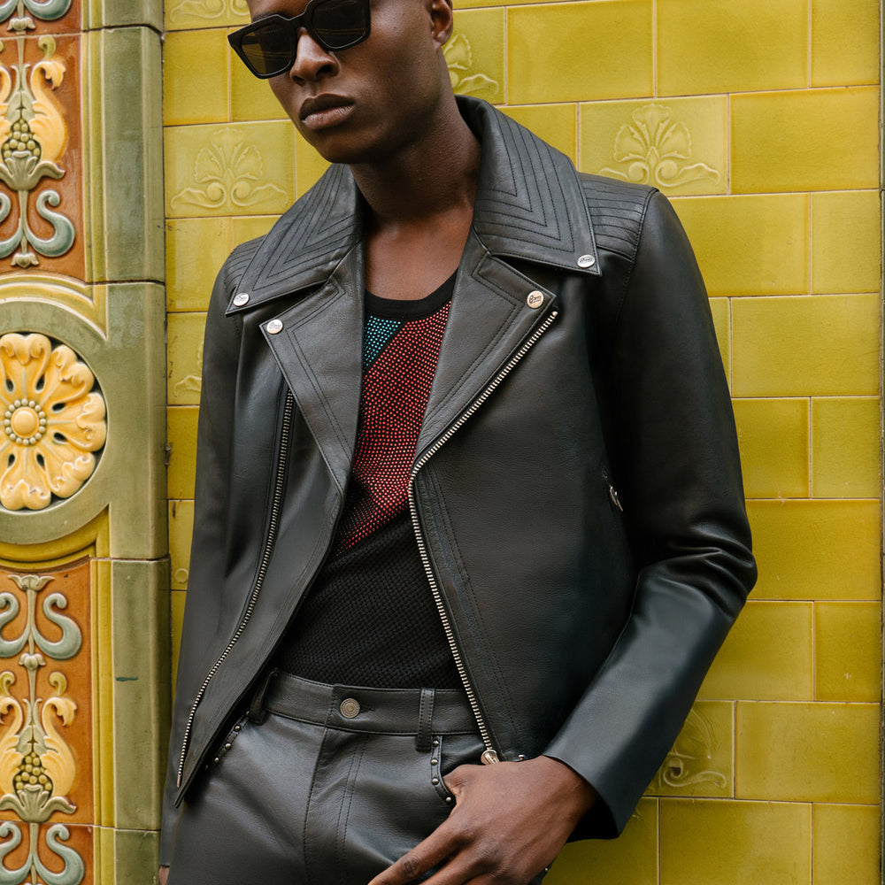 Phix X David Bowie Leather Lightning Bolt Biker Jacket & Phix