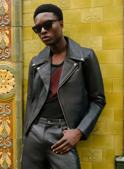 Phix X David Bowie Leather Lightning Bolt Biker Jacket