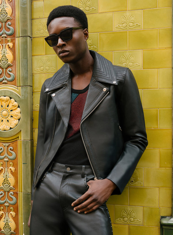 Phix X David Bowie Leather Lightning Bolt Biker Jacket