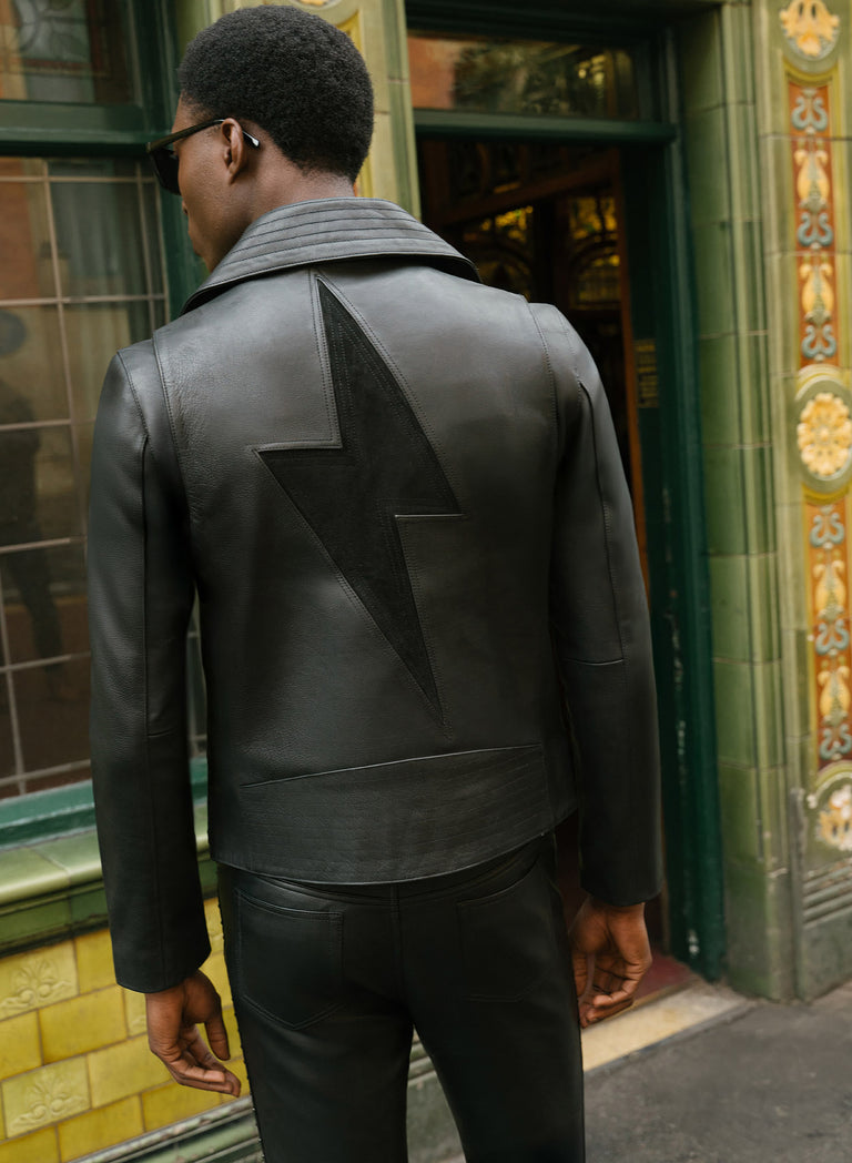 Phix X David Bowie Leather Lightning Bolt Biker Jacket