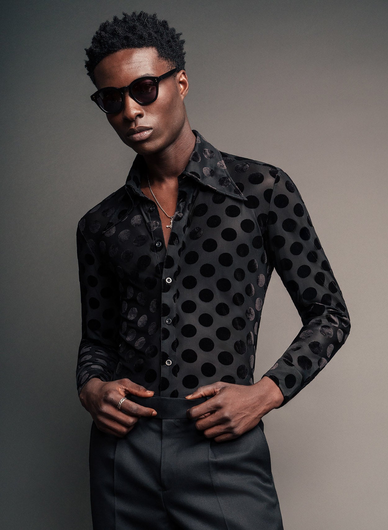 black dress shirt with white dots Black and white polka dot shirt, is the best combination you can wear with a black suit to party . #nader_terab #suit #suitup #flying #statement #me #mensfashion #men #style #fashion #fashionblogger @ahmedrabiefilmmaker