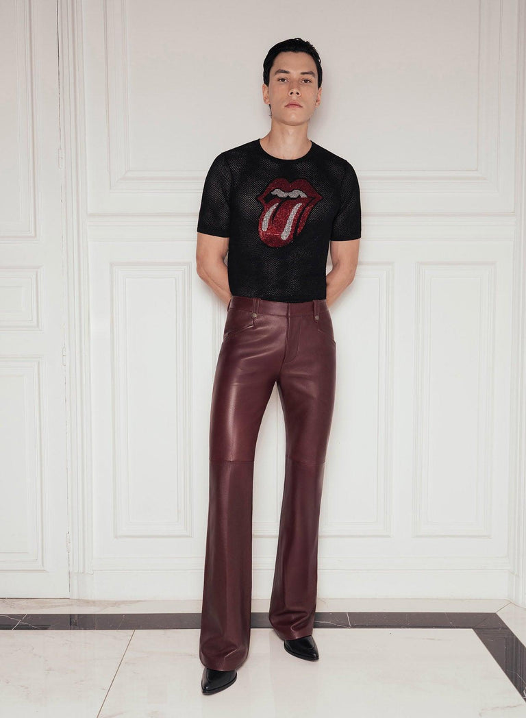 Phix X Rolling Stones Black Rhinestone Tongue Top