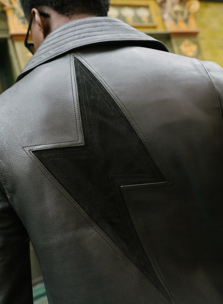Phix X David Bowie Leather Lightning Bolt Biker Jacket
