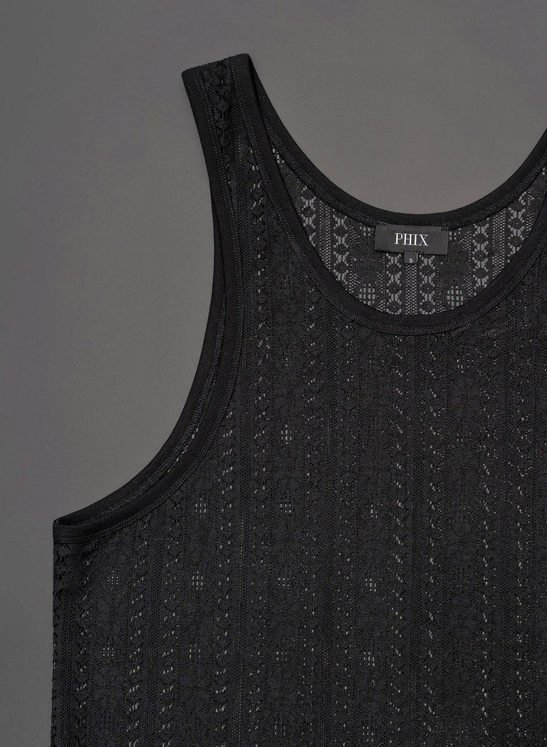 Black Lace Cotton Vest Shirt