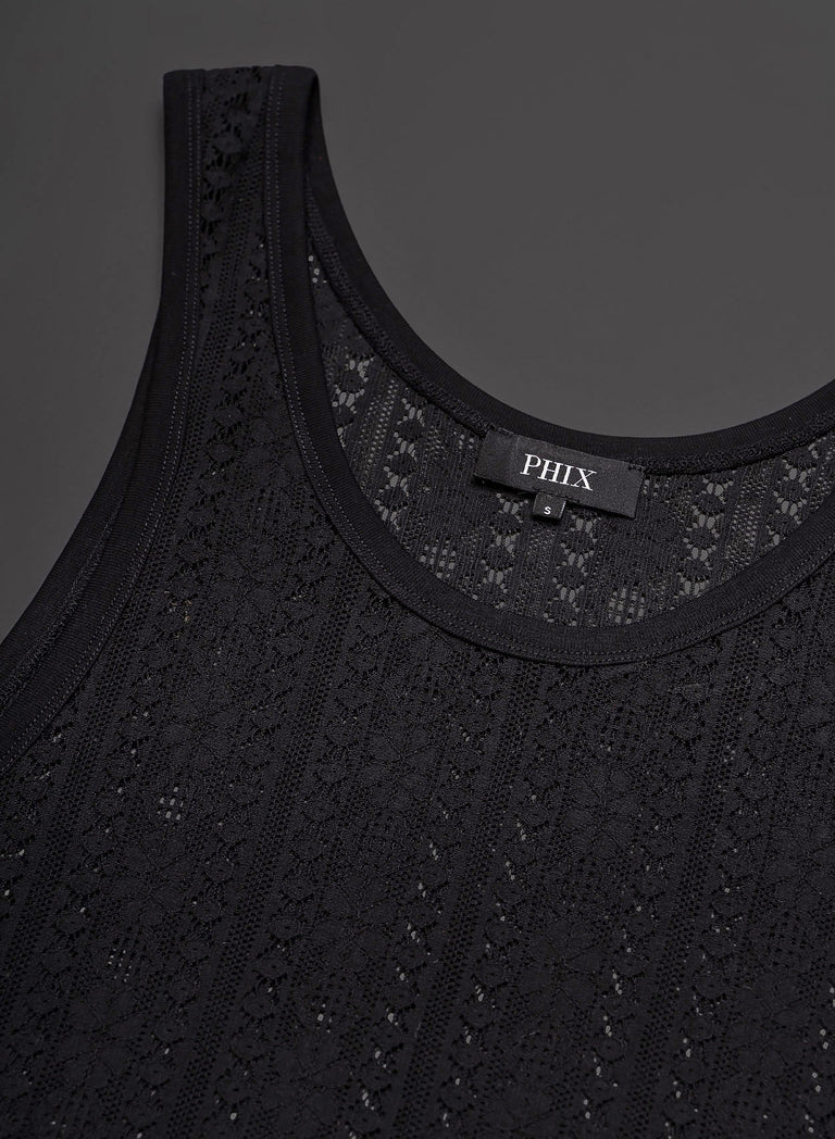 Black Lace Cotton Vest Shirt