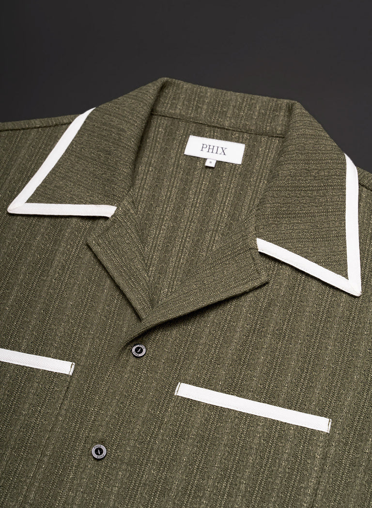 Green 50s Cuban White Trim Shirt