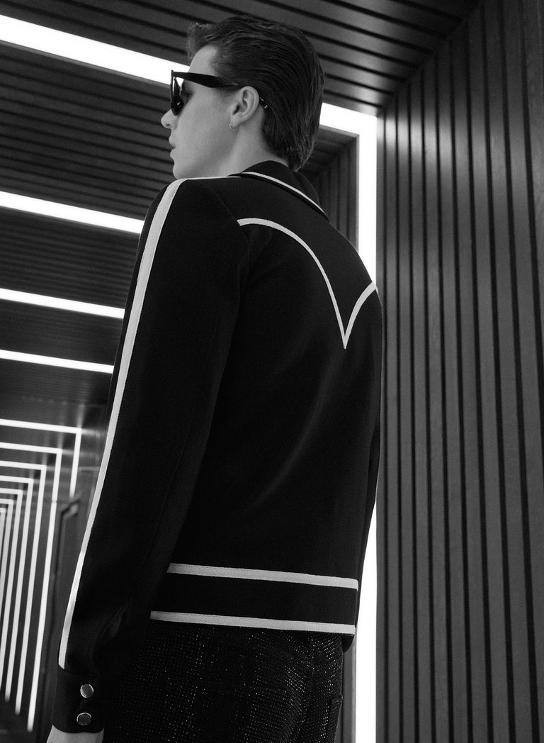 Black 70's Striped Trim Cropped Jacket