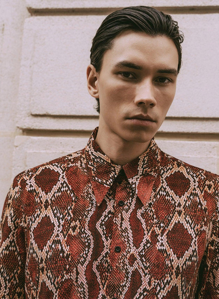 Red Snake Print Viscose Shirt