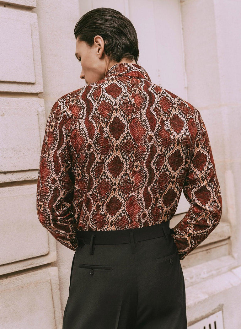Red Snake Print Viscose Shirt