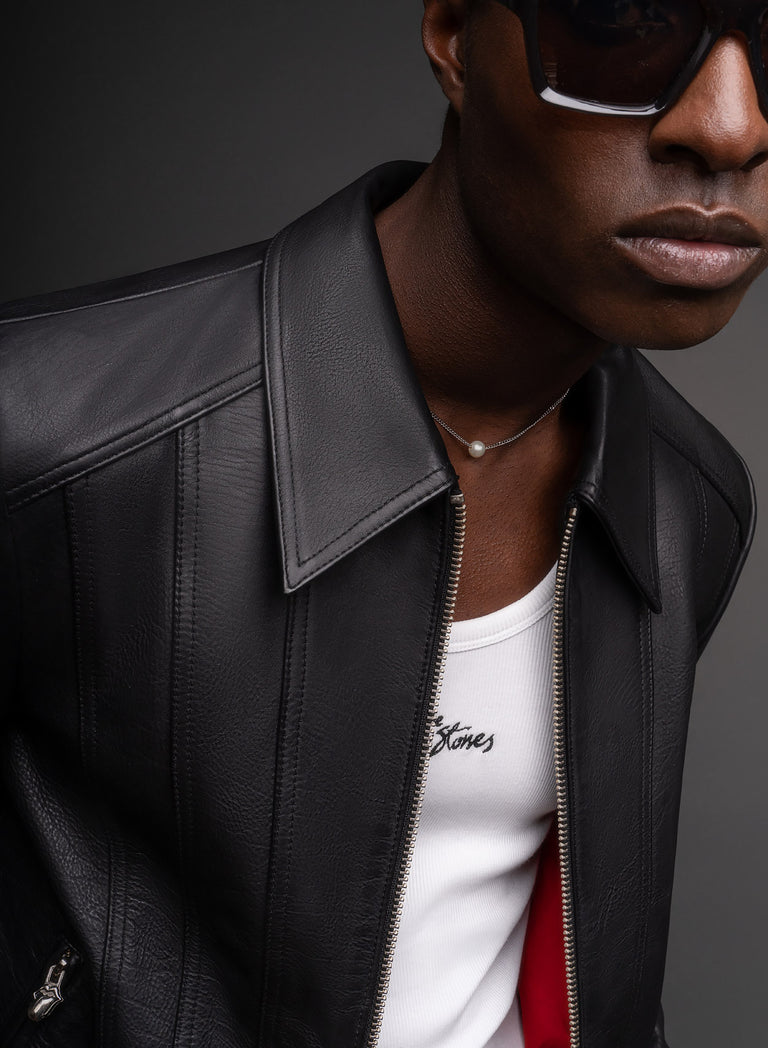 Phix Rappe Phix X Rolling Stones Black Leather Panel Jacket & Phix
