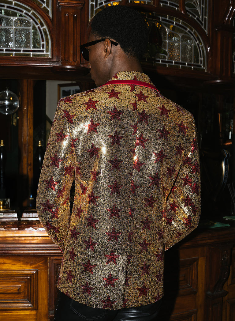 Phix X David Bowie Gold Sequin Star Blazer