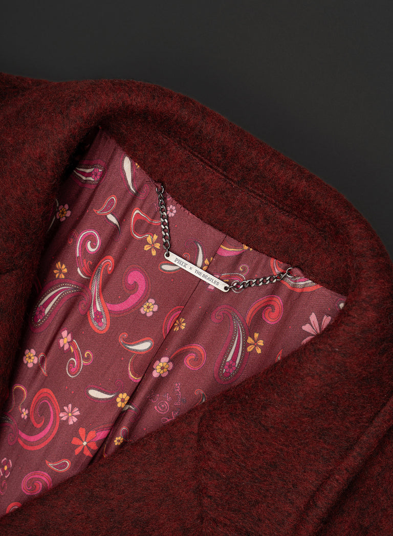 Phix X The Beatles Burgundy Pure Wool Double Breasted Long Coat