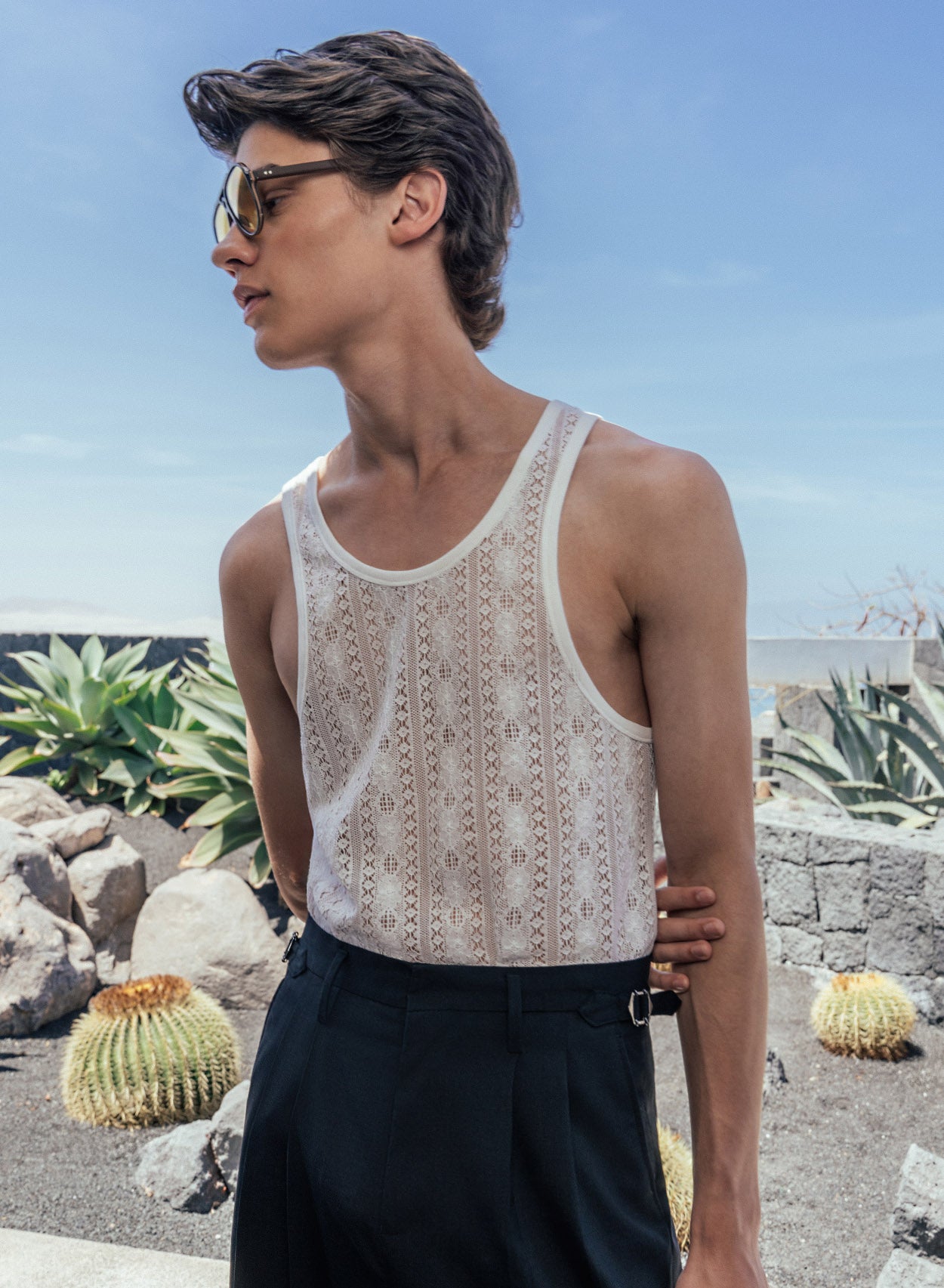 White Lace Vest Shirt Phix