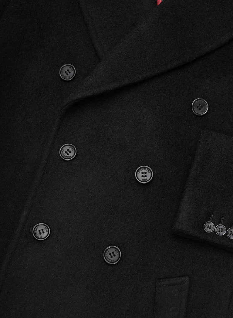 Phix X The Beatles Black Pure Wool Double Breasted Long Coat