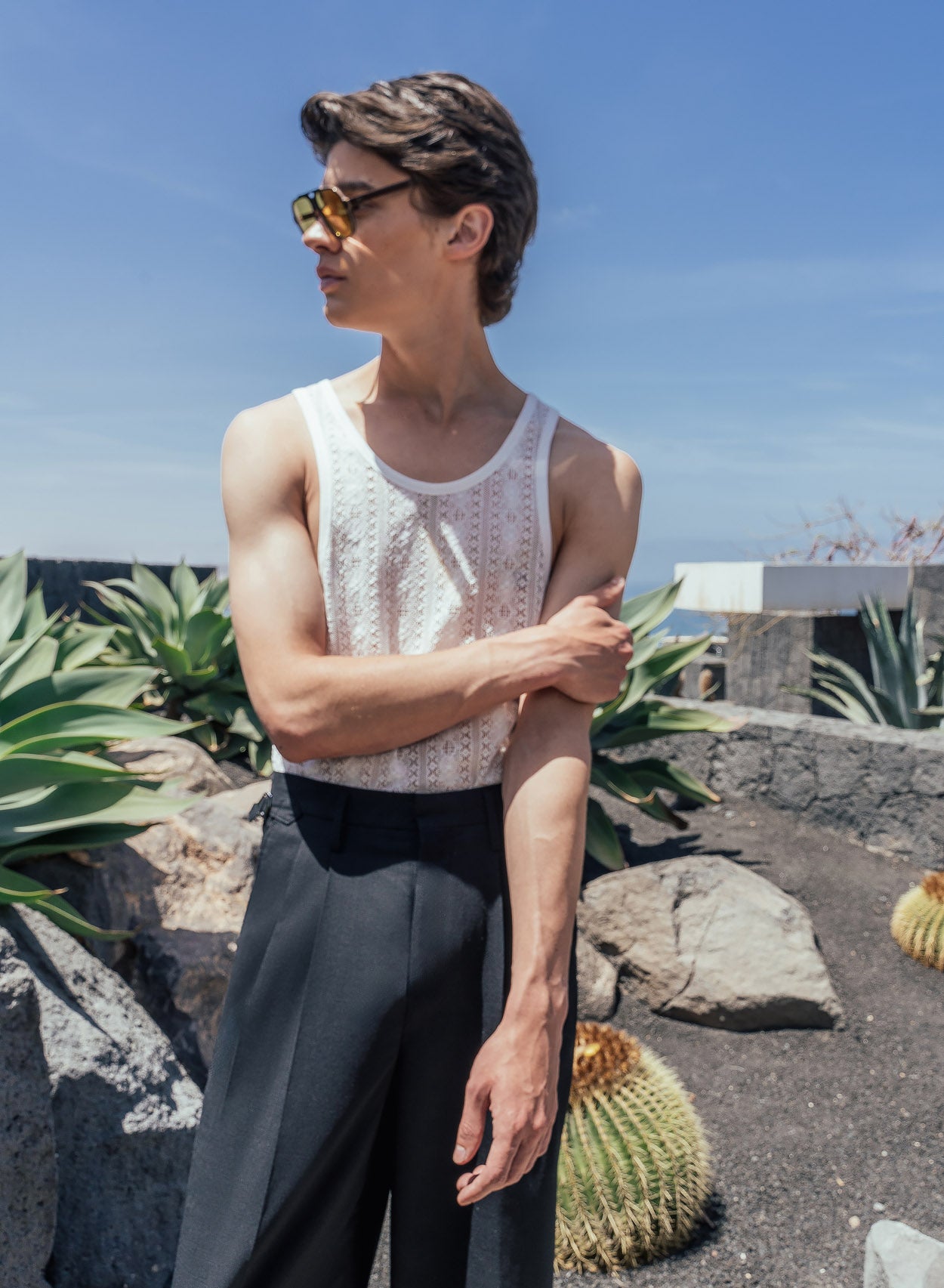 White Lace Vest Shirt Phix
