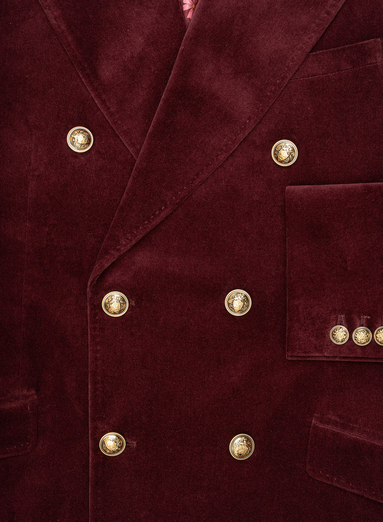 Phix X The Beatles Burgundy Cotton Velvet Double-Breasted Blazer