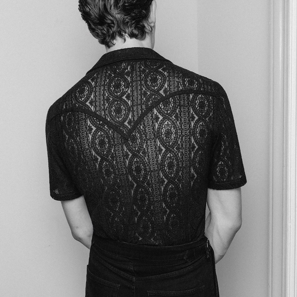 Black Lace Western Short Sleeve Shirt & Phix