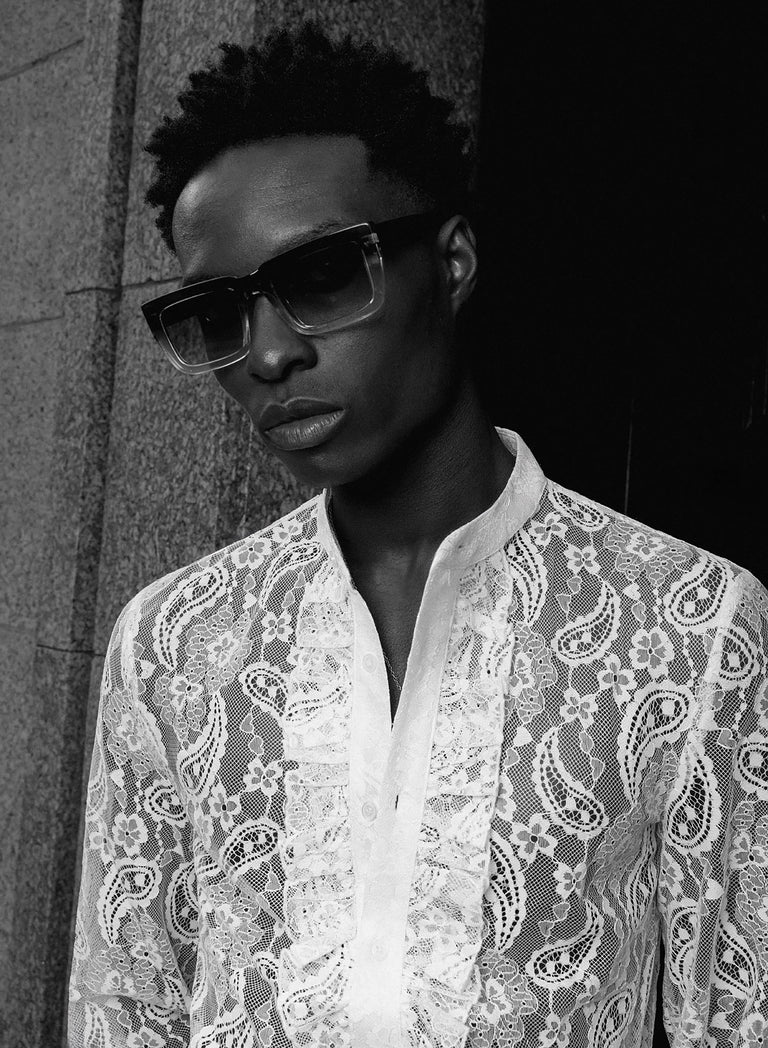 White Lace Paisley Ruffle Shirt