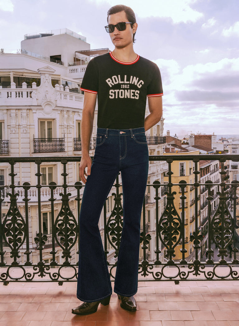 Navy Bell Bottom Skinny Denim Flared Jeans