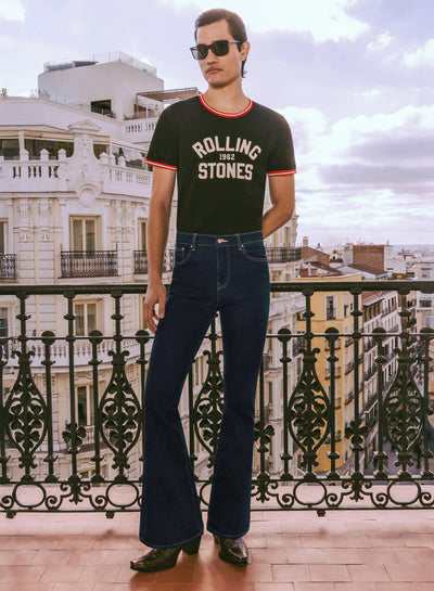 Navy Bell Bottom Skinny Denim Flared Jeans