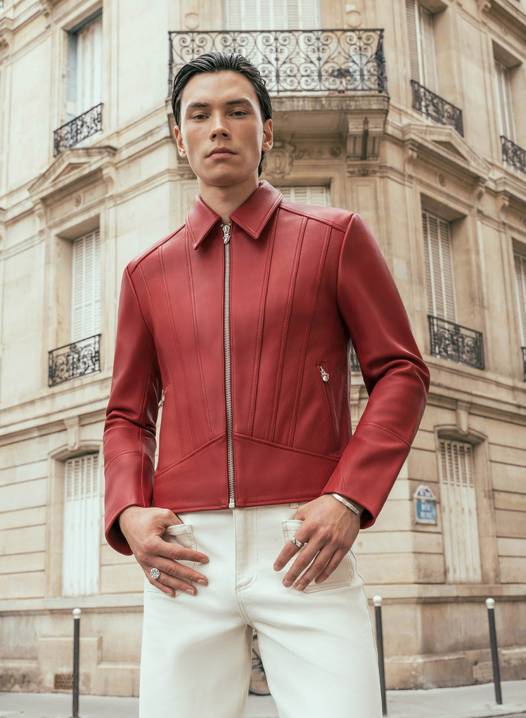 Phix x Rolling Stones Red Leather Panel Suede Tongue Jacket