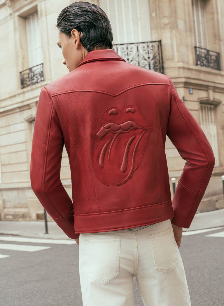 Phix x Rolling Stones Red Leather Panel Suede Tongue Jacket