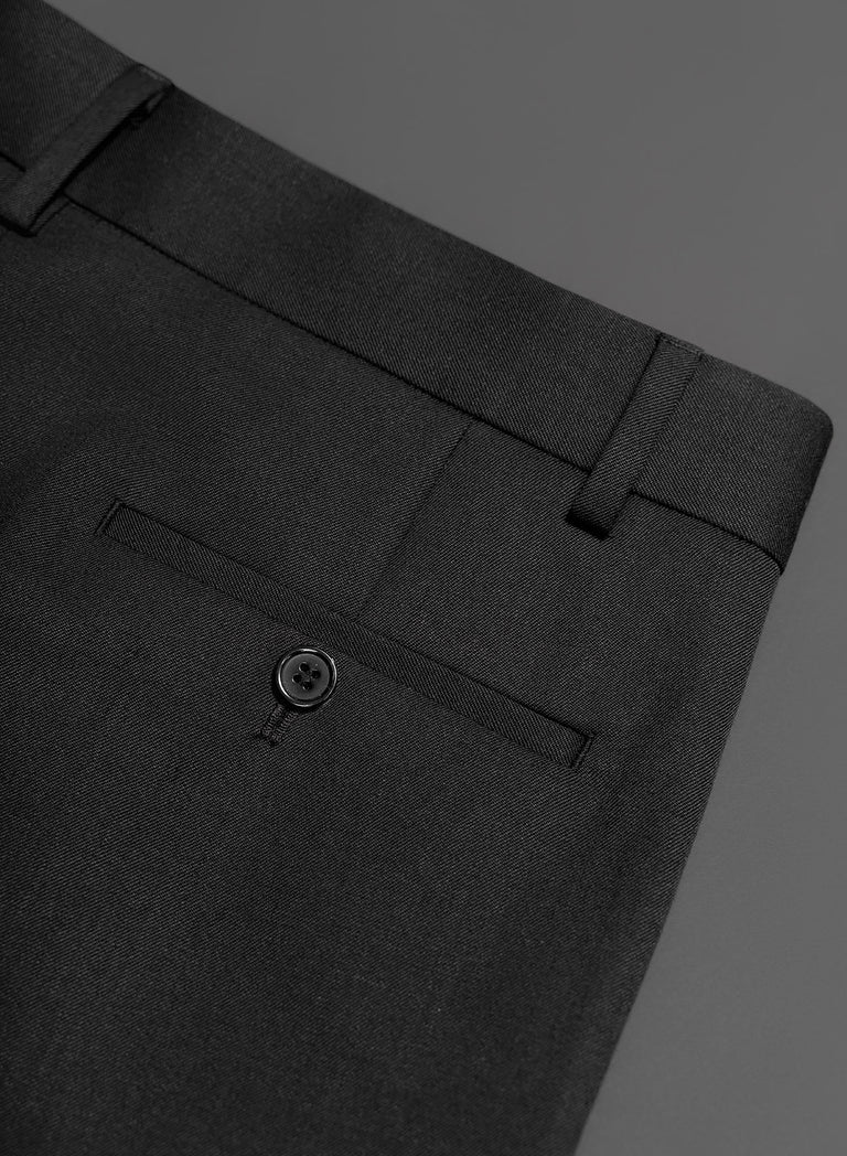 Black Wool Black Button Pin Belt Flare