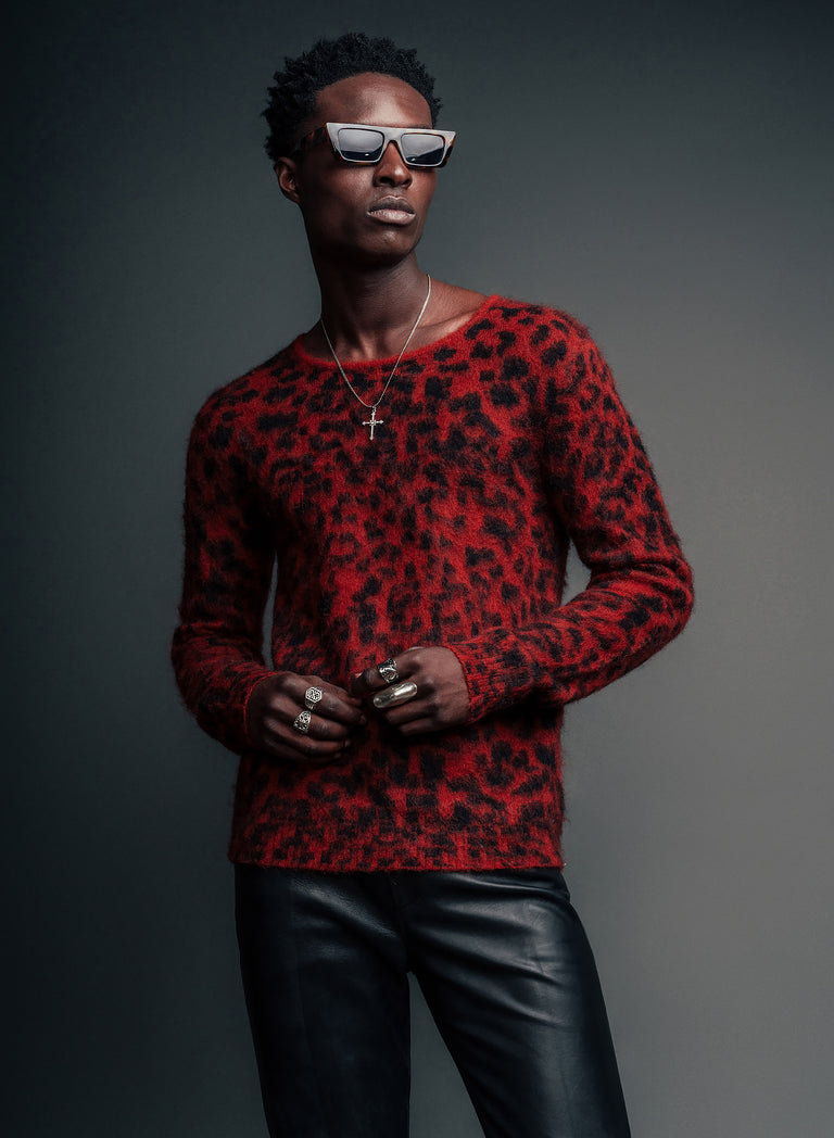 Red Leopard Mohair Jumper