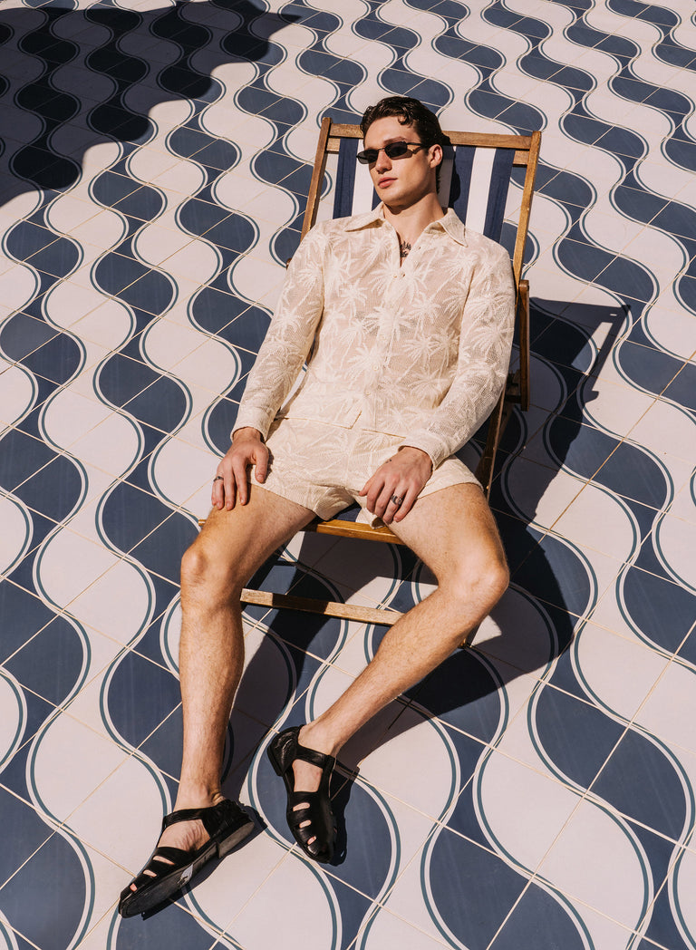 Off-White Palm Embroidery Crochet Shorts