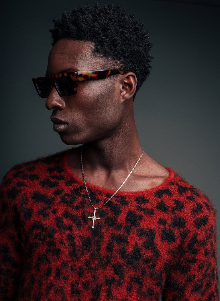 Red Leopard Mohair Jumper