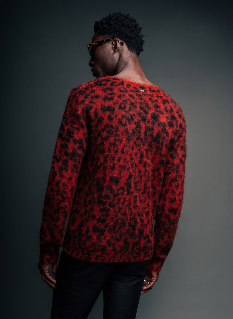 Red Leopard Mohair Jumper