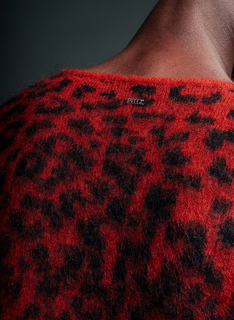 Red Leopard Mohair Jumper