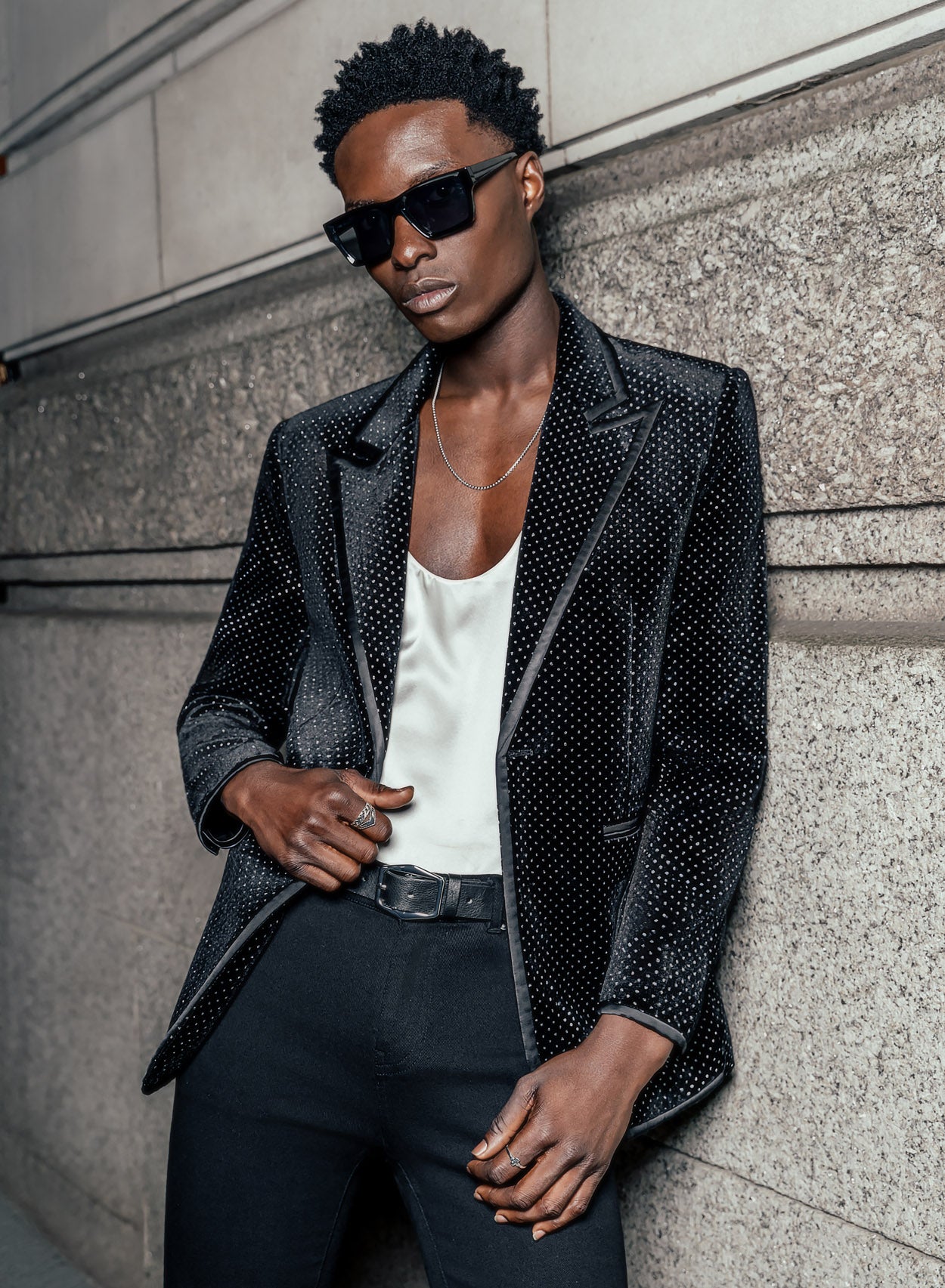 Black Velvet Silver Dot Blazer ‐ Phix