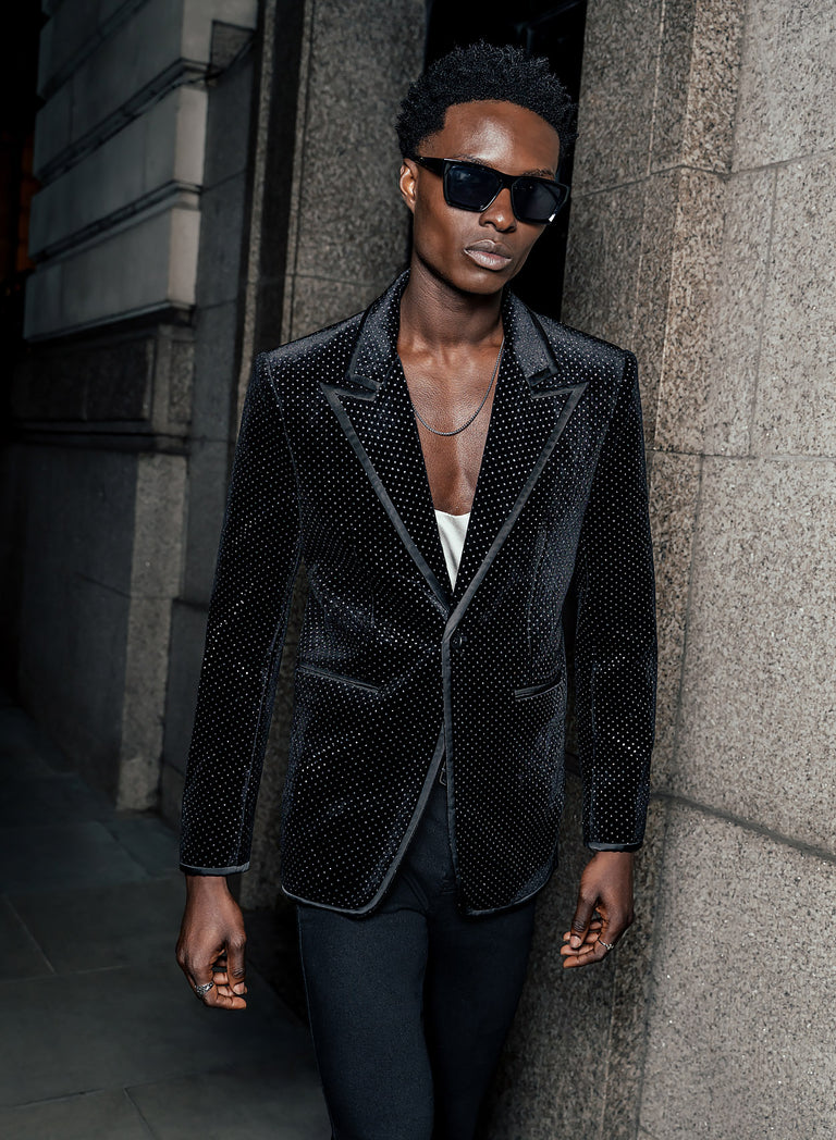 Black Velvet Silver Dot Blazer