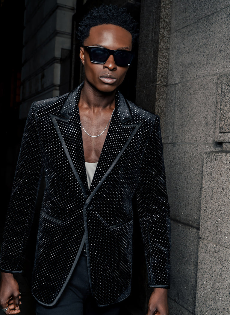 Black Velvet Silver Dot Blazer