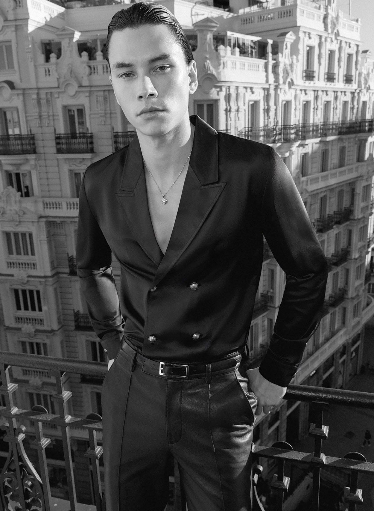 Black Satin Double Breasted Silver Button Shirt Phix Black Satin Double Breasted Silver Button Shirt Phix