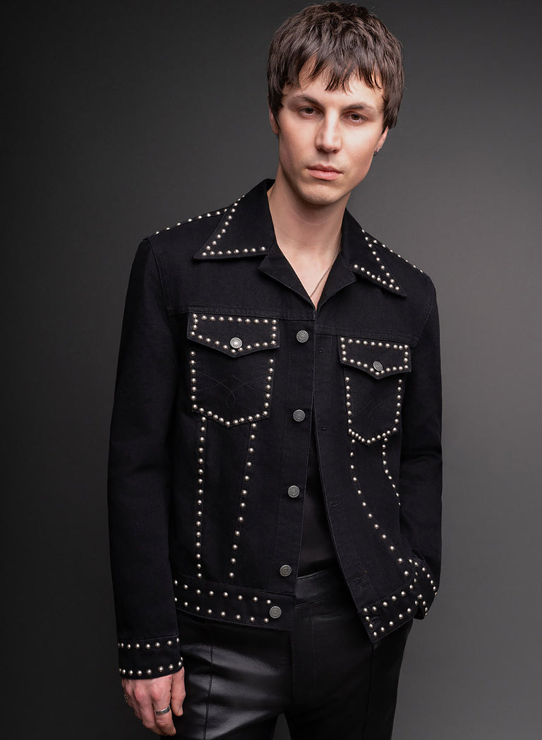Black Studded Denim Jacket Phix