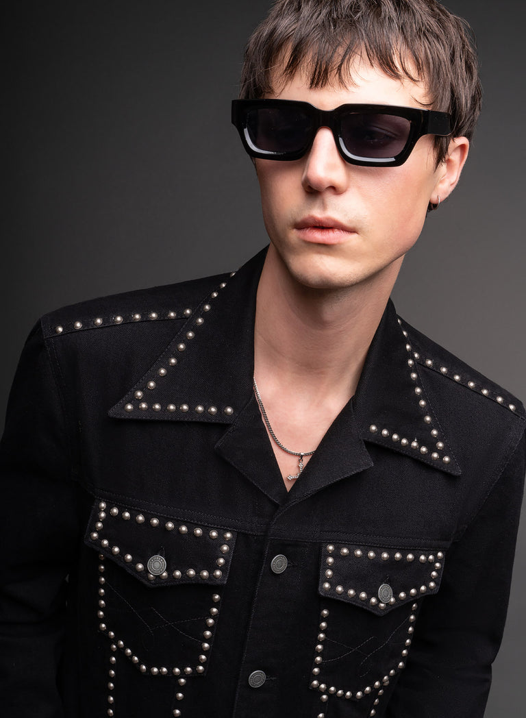 Black Studded Denim Jacket