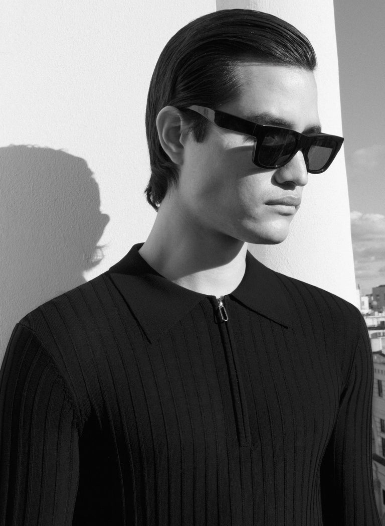 Riviera Silk Blend Black Ribbed Zip Polo