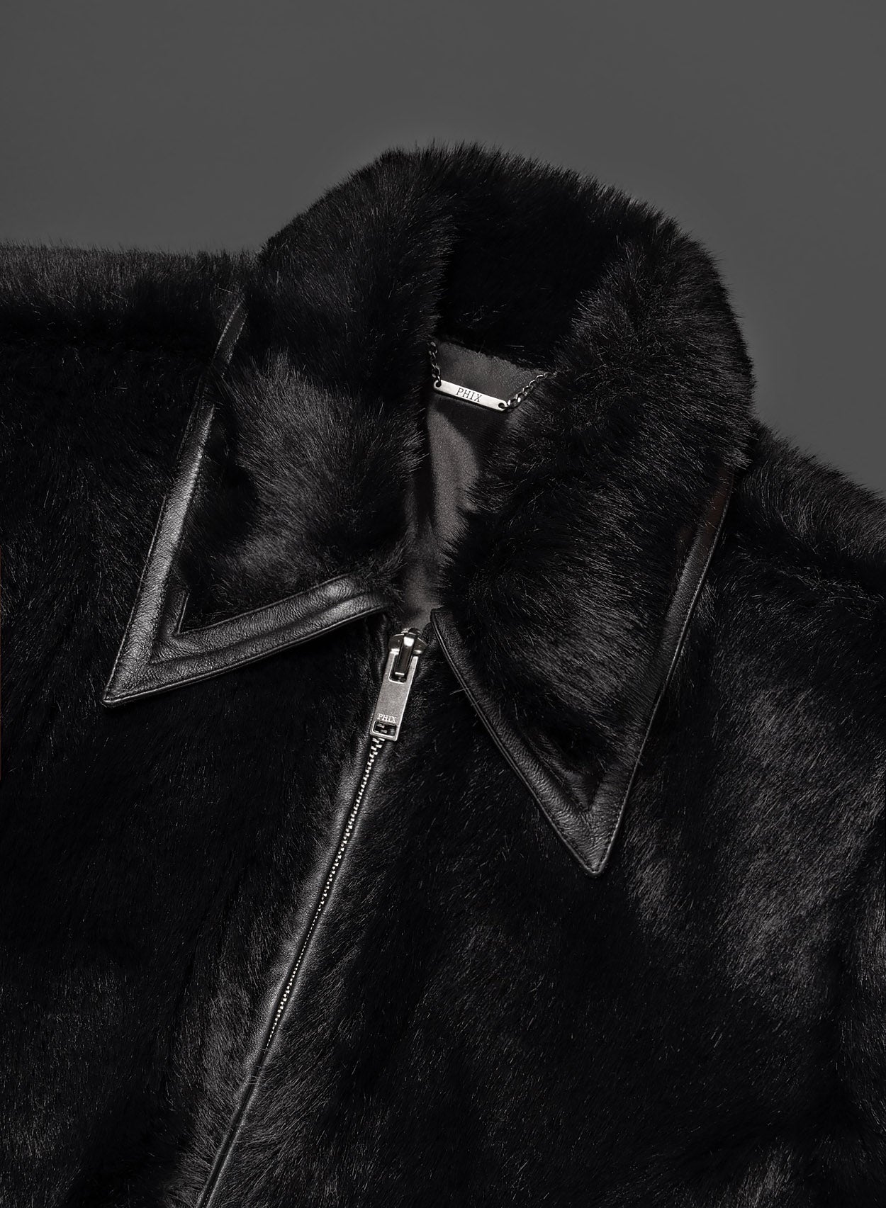 Faux fur leather trim pocket jacket coat hotsell