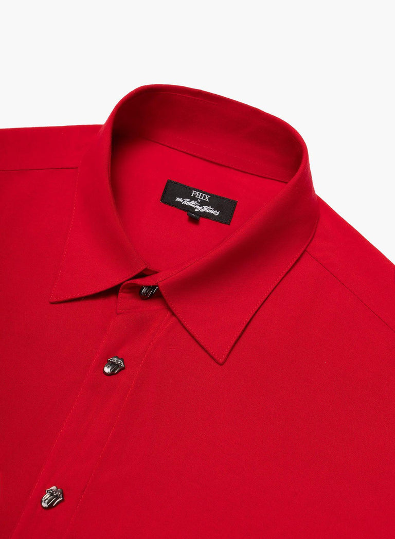 Phix X Rolling Stones Metal Tongue Button Viscose Shirt