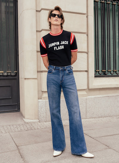 Phix X Rolling Stones Washed Indigo Side Buckle Denim Flare