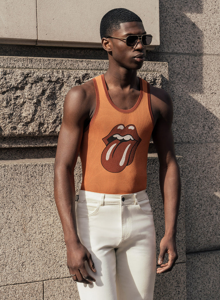 Off White High Waisted Denim Flare Side Buckle Jean