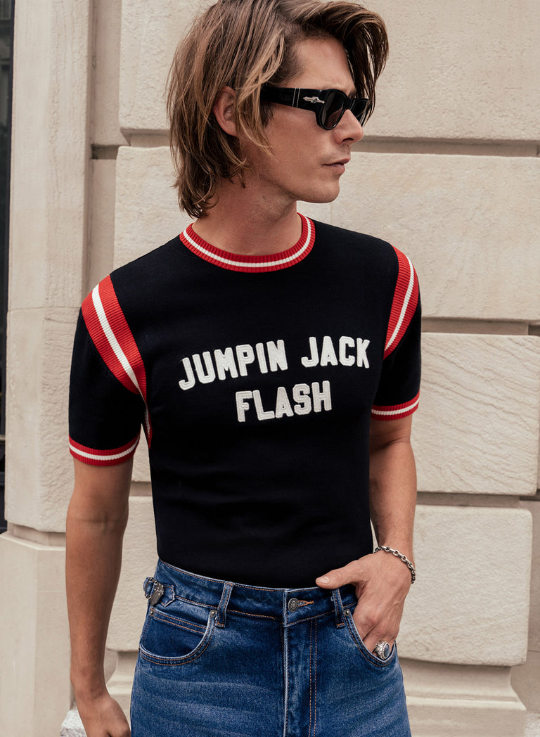 Phix X Rolling Stones Jumpin' Jack Flash Ribbed 70's Polo Shirt