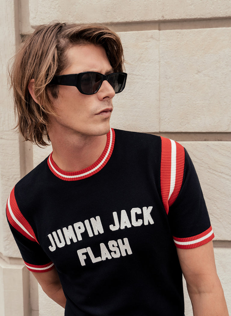 Phix X Rolling Stones Jumpin' Jack Flash Ribbed 70's Polo Shirt