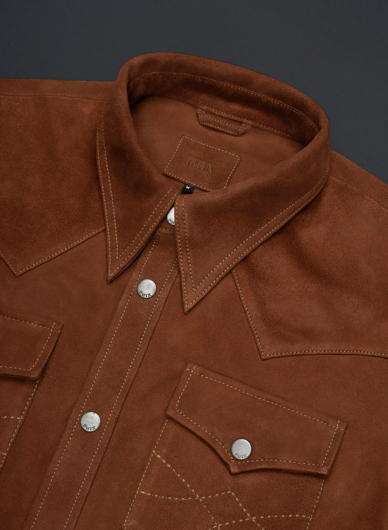 Brown Suede Western Leather Shirt
