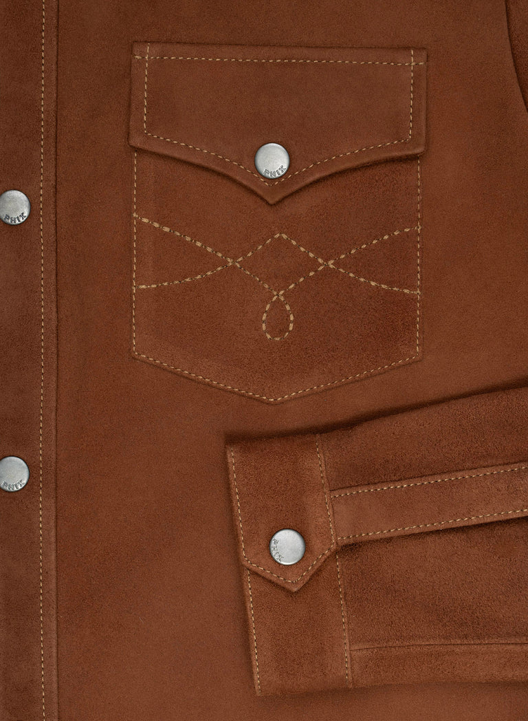 Brown Suede Western Leather Shirt