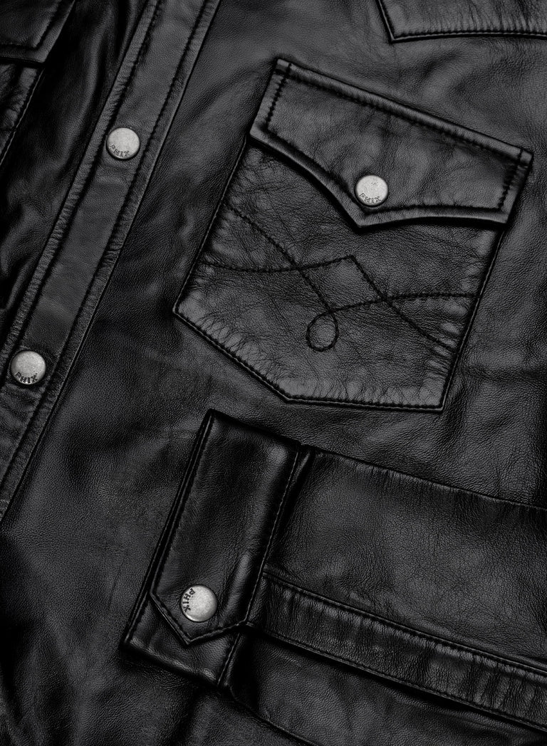 Black Leather Western Shirt