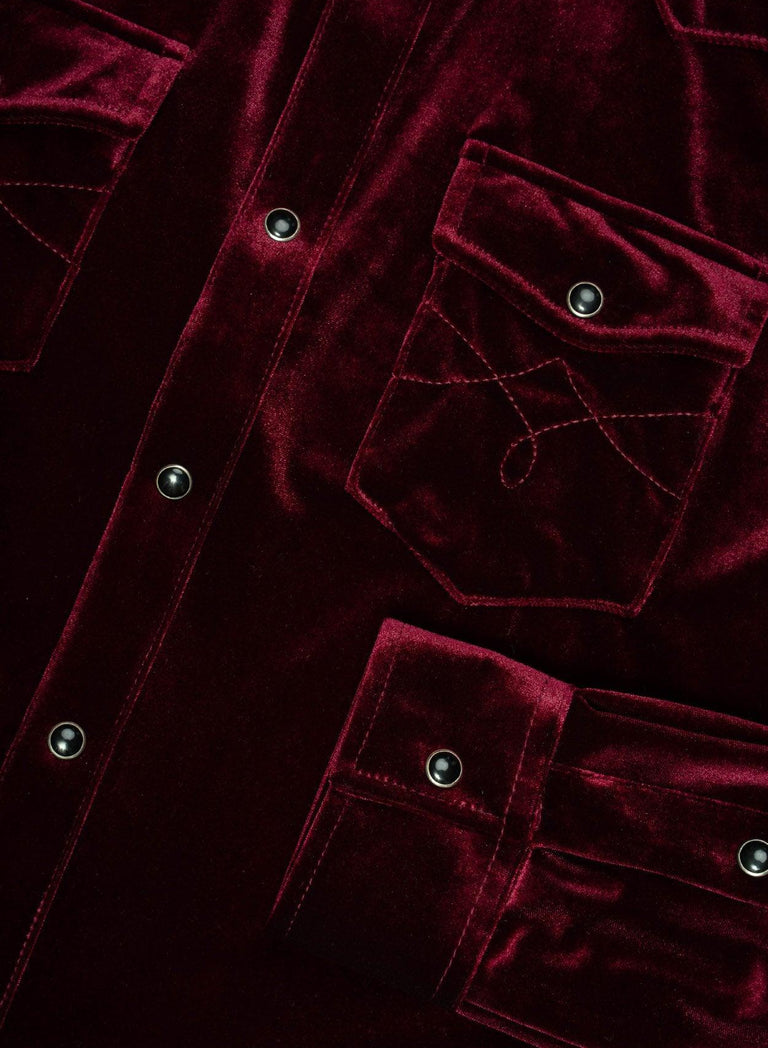 Burgundy Velvet 70's Western Shirt