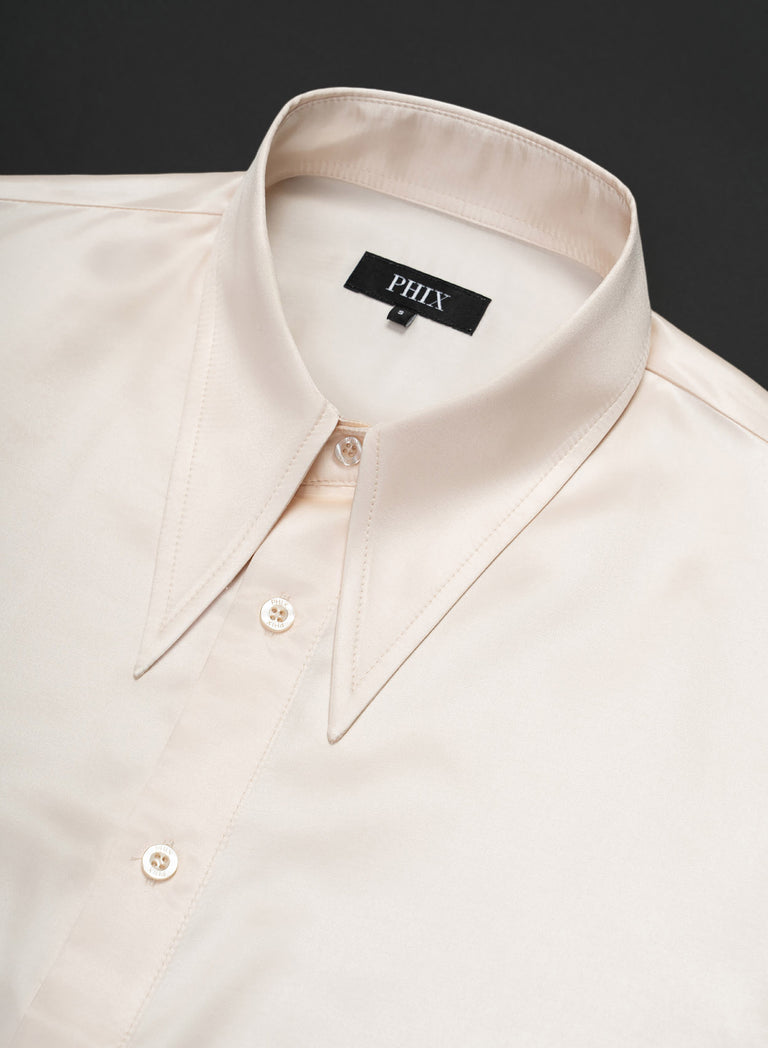Ivory Spear Collar Silk Viscose Shirt